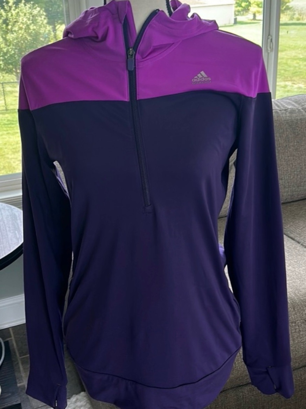 Adidas TechFit Climalite Quarter Zip Hoodie Jacket Women's Medium Purple Pink